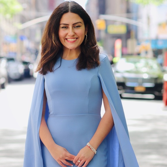 Cape Dress Blue Club L London - Picture 4 of 5